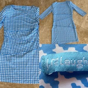 J. McLaughlin Blue and White Houndstooth Dress